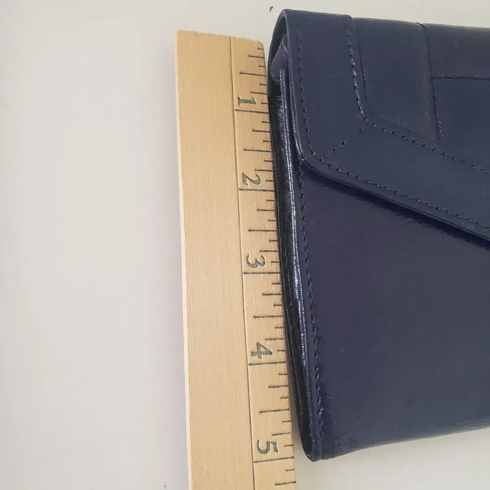 Hobo International Navy Blue Patent Leather Quilted Clutch Wallet Wristlet Organ